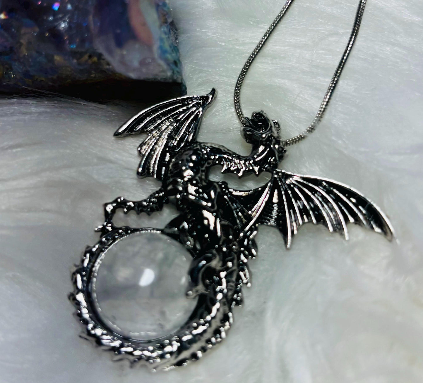 Haunted Dragon Necklace- Liora the Celestial Dragon of Love and Light