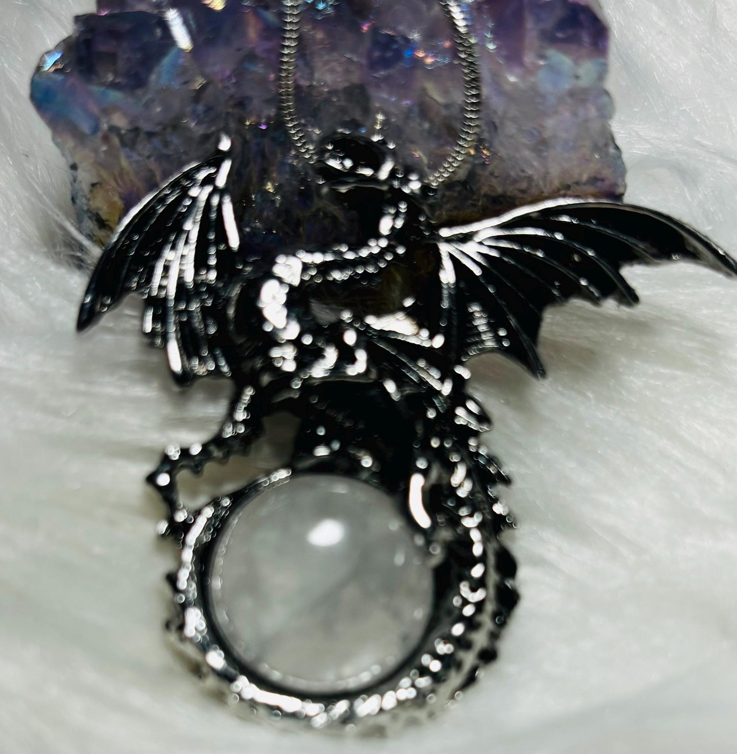 Haunted Dragon Necklace- Liora the Celestial Dragon of Love and Light