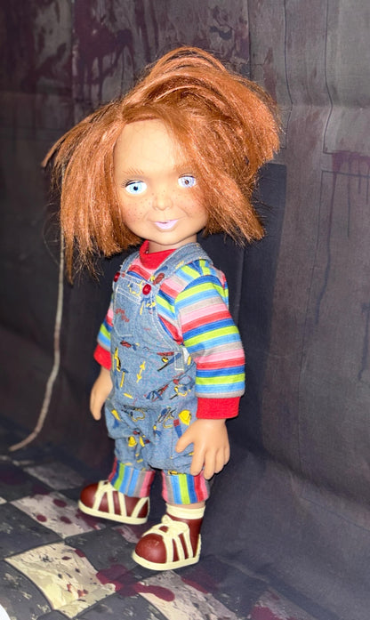 Vintage Haunted Chucky Doll: Halloween Creepy Animatronic Vessel- Negative